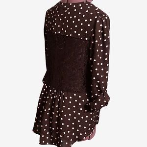 Polka dot lace back blouse